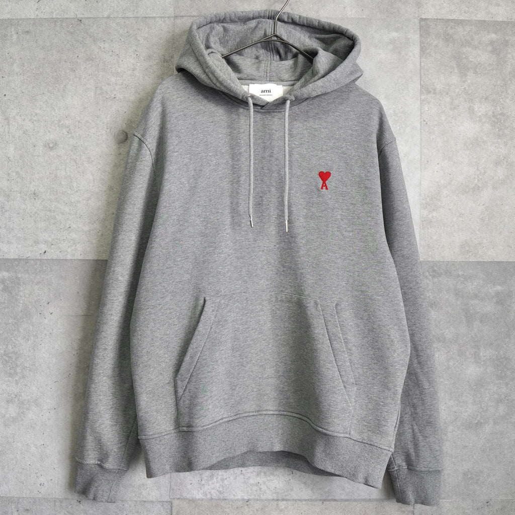 アミパリ アミパリス ハートロゴ パーカー フーディ グレー
