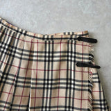 バーバリー ブルー レーベル ノバチェック プリーツ ウール ミニスカート ベージュ - NEWSED