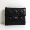 シャネル ココマーク マトラッセ キャビアスキン コンパクトウォレット 三つ折り財布 ブラック