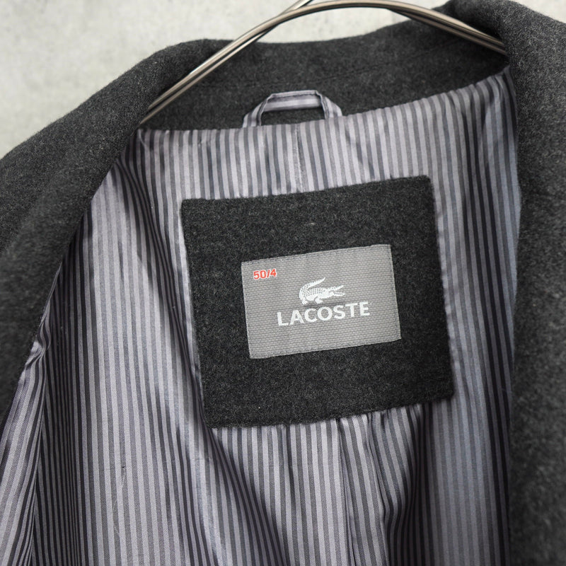 ラコステ ウールコート チェスターコート ストライプ柄裏地 グレー - NEWSED
