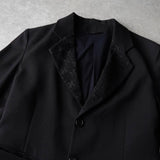 アン ドゥムルメステール クロス刺繍 シングル テーラードジャケット ブラック - NEWSED