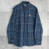 カーハート 長袖シャツ ネルシャツ チェック柄 ブルー - NEWSED
