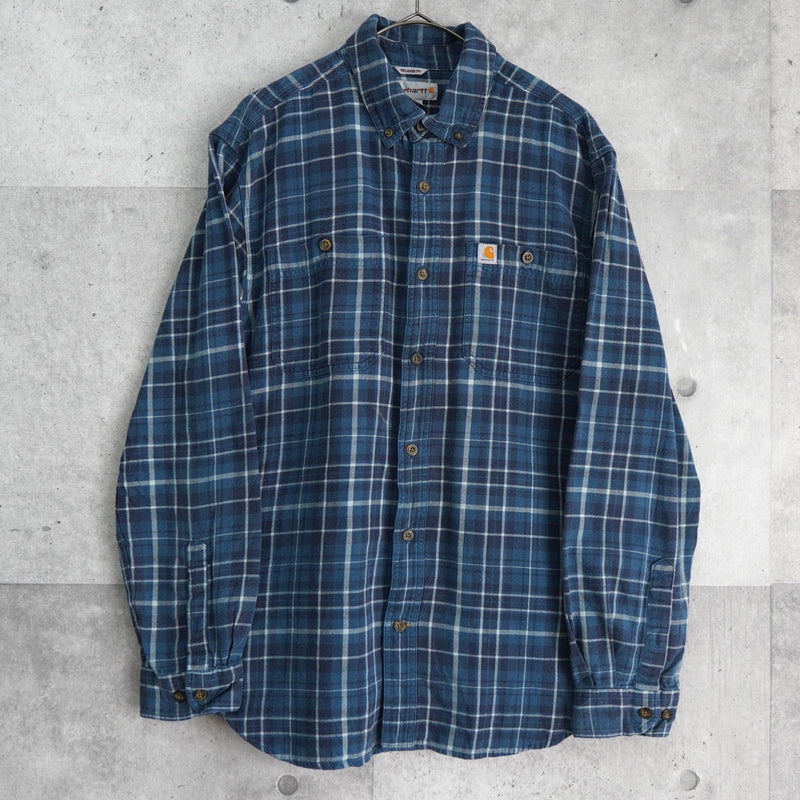 カーハート 長袖シャツ ネルシャツ チェック柄 ブルー | ブランド古着