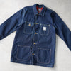 Carhartt denim jacket coverall white stitch indigo