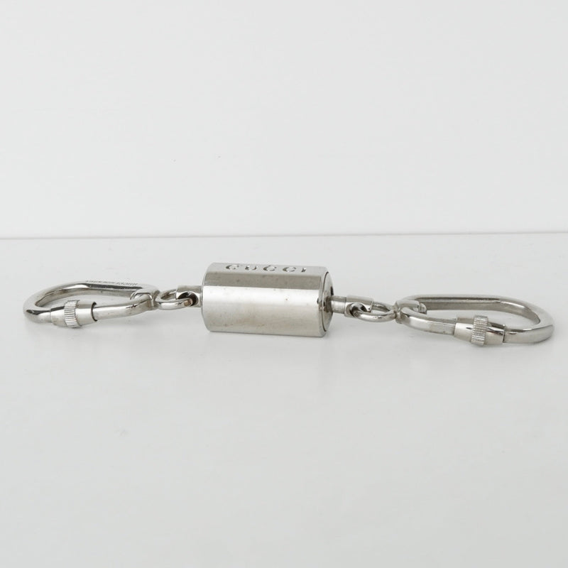 グッチ ロゴ ダブル カラビナ キーホルダー ストラップ シルバー - NEWSED