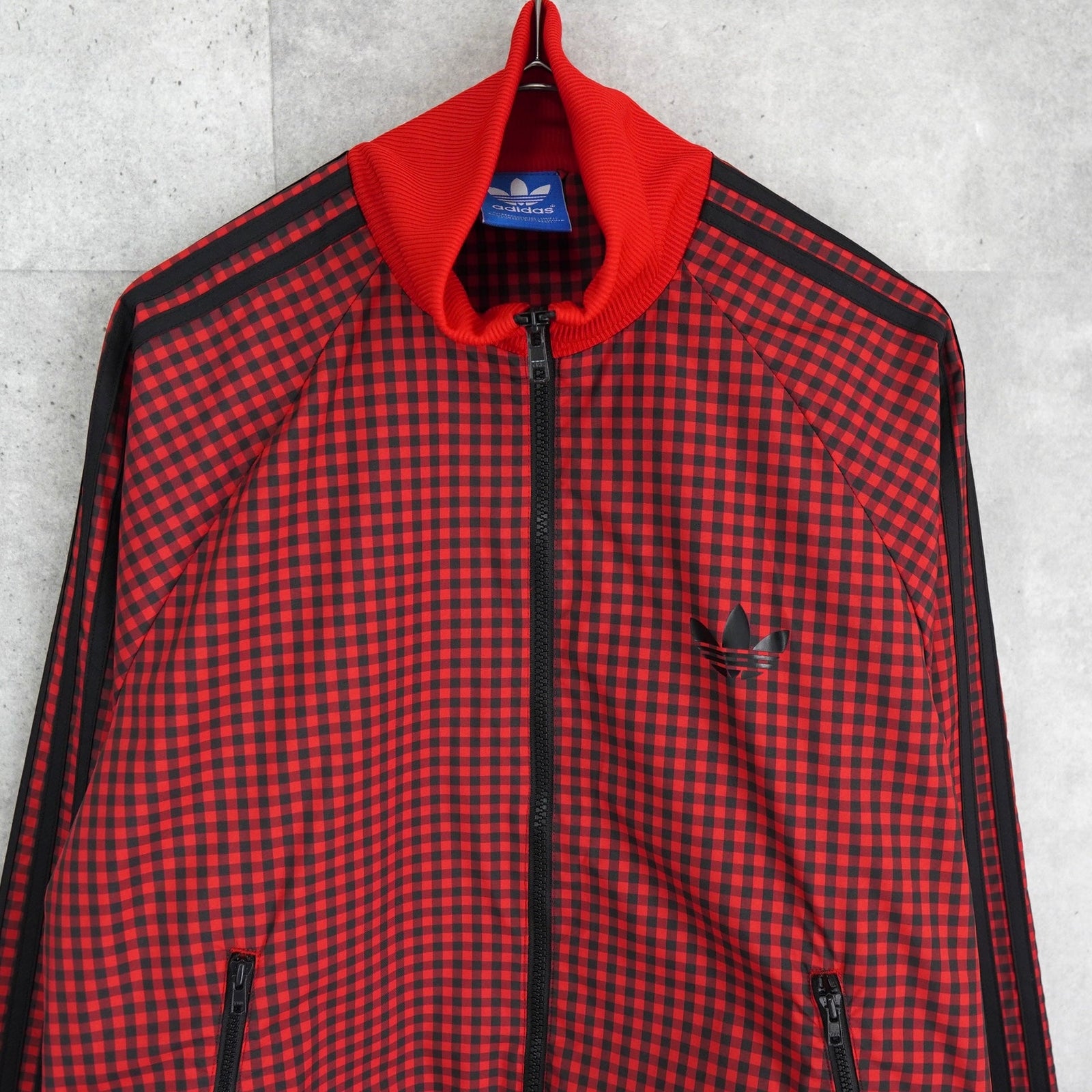 Adidas Gingham Check Nylon Track Jacket in Red | ブランド古着を