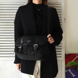 プラダ トライアングルロゴ ナイロン / レザー ショルダーバッグ メッセンジャーバッグ ブラック - NEWSED