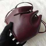 ジルサンダー ドローストリング レザー 巾着バッグ ハンドバッグ ボルドー - NEWSED