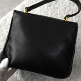 セリーヌ ヴィンテージ トリオンフ カーフ レザー ハンドバッグ 自立型 ブラック - NEWSED