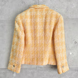 シャネル ヴィンテージ ココマーク メタルボタン ツイードジャケット オレンジ イエロー - NEWSED