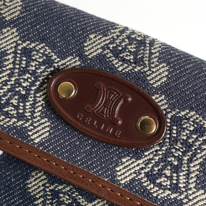 セリーヌ パリマカダム デニム / レザー コンパクトウォレット 二つ折り財布 ブルー / ブラウン - NEWSED