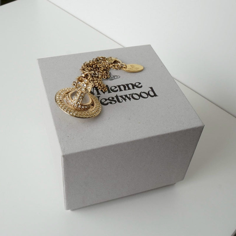 ヴィヴィアン ウエストウッド オーブ ラインストーン ネックレス ゴールド 箱付き - NEWSED