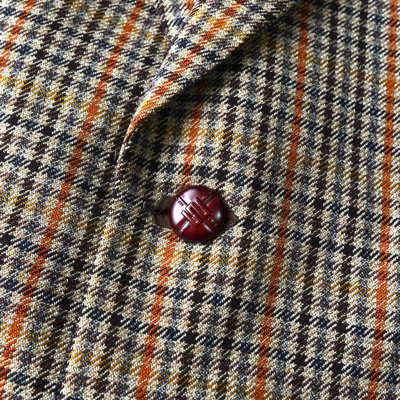 イヴ サンローラン ヴィンテージ チェック柄 エルボーパッチ シングル テーラードジャケット ベージュ - NEWSED