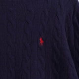 ポロ ラルフローレン ロゴ刺繍 ケーブル編み カシミヤ混紡 ニット ネイビー - NEWSED