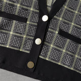 アルマーニ エクスチェンジ 千鳥格子柄 ニット セットアップ カーディガン ショートパンツ レディース グレー - NEWSED