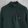 ポロ ラルフローレン ハーフジップ ニット ロゴ刺繍 ダークグリーン