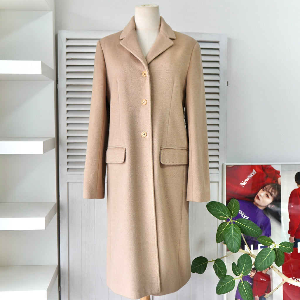 Theory Cashmere Angora Long Coat Wool Coat Beige Women's