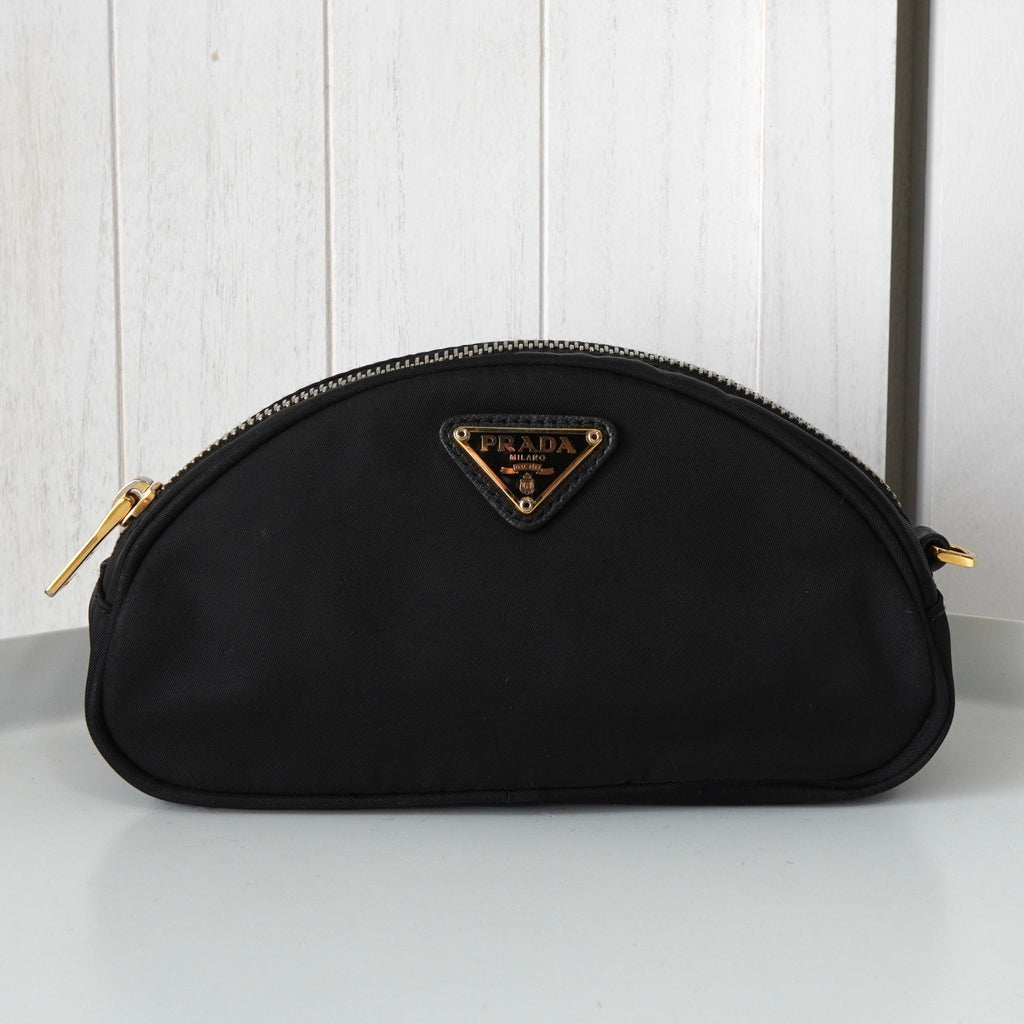 プラダ ポコノ テスート ナイロン ポーチ トライアングルロゴ ブラック
