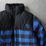 ステューシー チェック柄 ダウンジャケット ブルー / ブラック - NEWSED