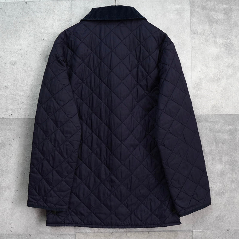 バブアー コーデュロイ襟 ロゴ キルティングジャケット ブラック - NEWSED