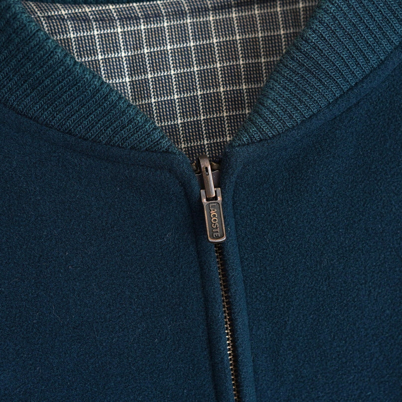 ラコステ リバーシブル ブルゾン スタジャン ロゴパッチ チェック柄 グリーン/カーキ - NEWSED