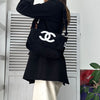 Chanel Coco Mark pile fabric novelty shoulder bag black