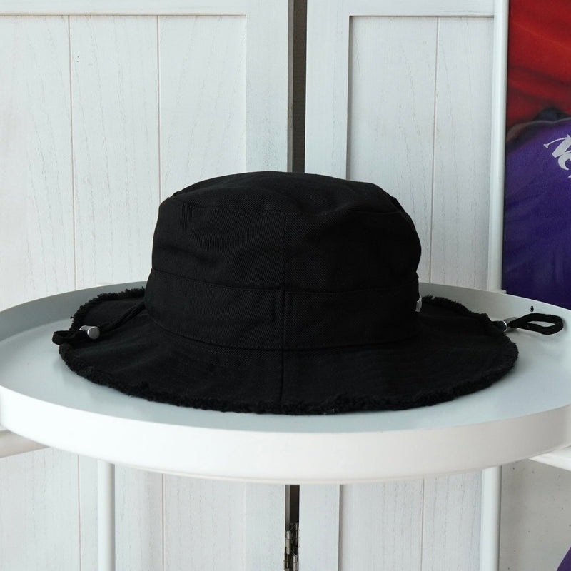 ジャックムス ロゴ フリンジ バケットハット 帽子 ブラック - NEWSED