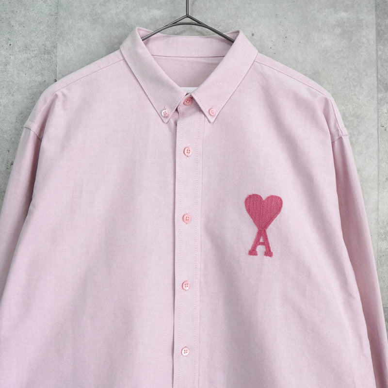 アミパリ アミ パリス ハートロゴ 長袖シャツ ピンク - NEWSED