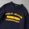 Polo Jeans Ralph Lauren College Logo Low Gauge Knit Navy