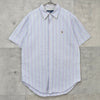 Polo Ralph Lauren 徽标刺绣条纹短袖衬衫（蓝色）
