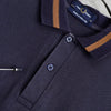 Fred Perry 徽标刺绣海军蓝/驼色短袖 Polo 衫