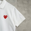 プレイ コム デ ギャルソン ハート 半袖ポロシャツ ホワイト