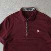 バーバリー ブラック レーベル ノバチェック柄 ホースロゴ 刺繍 半袖ポロシャツ ボルドー