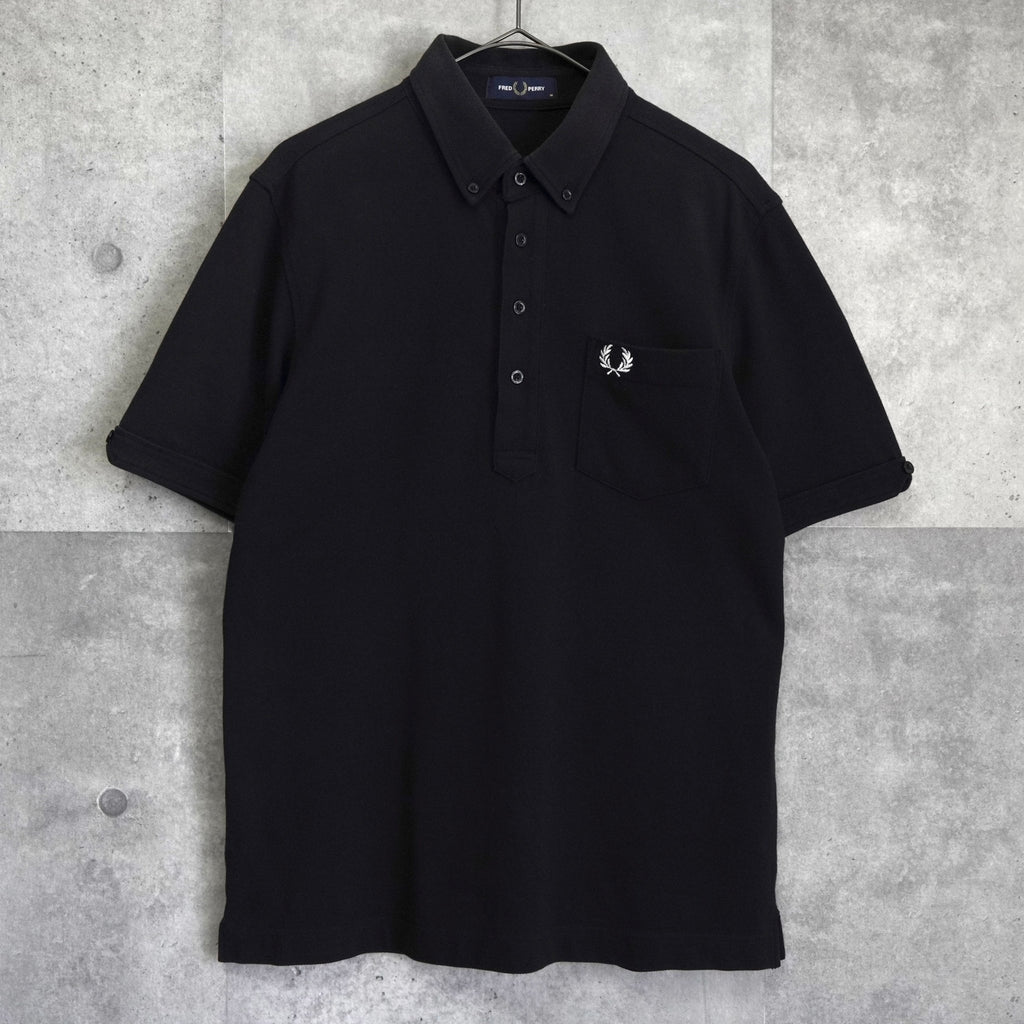 Fred Perry 徽标刺绣黑色短袖 Polo 衫