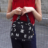 シャネル バイシー ロゴ マテラッセ キャンバス ハンドバッグ ブラック - NEWSED