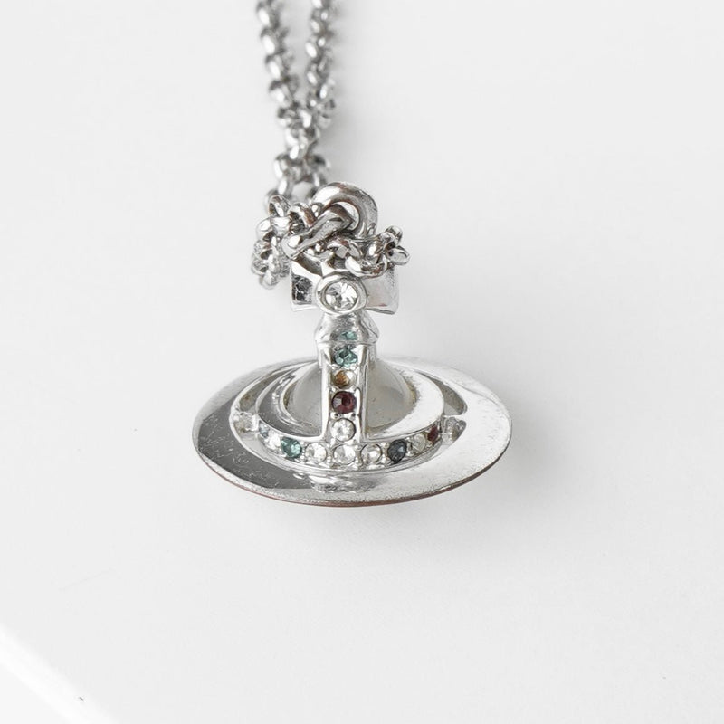 ヴィヴィアン ウエストウッド ミニ オーブ ラインストーン シルバー ネックレス 箱付き - NEWSED