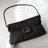 Fendi Mamma Bucket Zucchino Double Flap Nylon Canvas One Shoulder Bag Brown