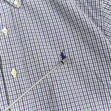 ラルフローレン ロゴ刺繍 チェック柄 半袖シャツ ブルー × ホワイト - NEWSED