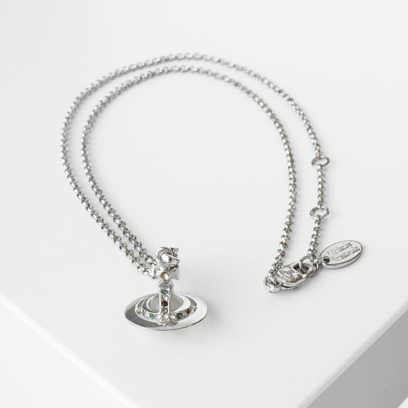 ヴィヴィアン ウエストウッド ミニ オーブ ラインストーン シルバー ネックレス 箱付き - NEWSED