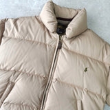 ポロ ラルフローレン ダウンジャケット スモールポニーロゴ 刺繍 ベージュ - NEWSED