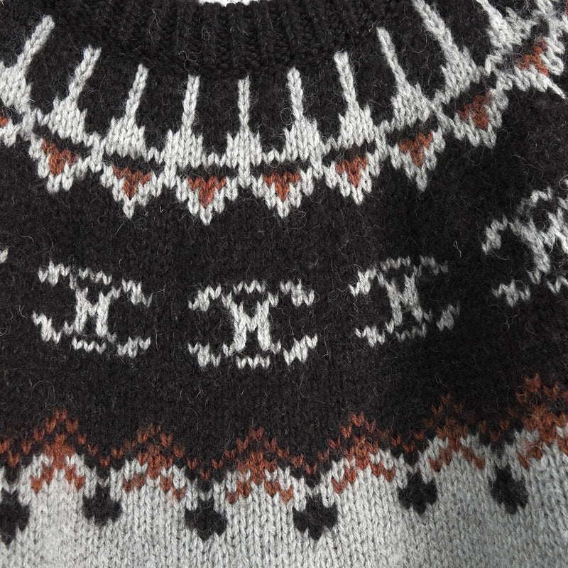 セリーヌ フェアアイル トリオンフ クルーネック ニット ベージュ ブラウン - NEWSED