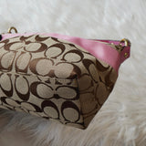 コーチ シグネチャー キャンバス ハンドバッグ ピンク ベージュ - NEWSED