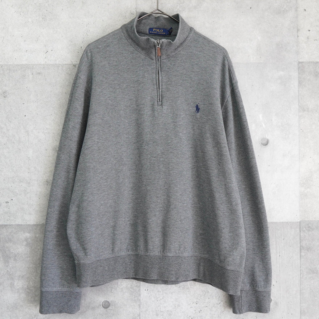 Polo Ralph Lauren 徽标刺绣半拉链灰色运动衫
