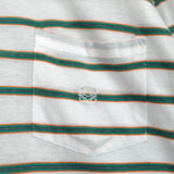 ロエベ ヴィンテージ アナグラム 刺繍 ボーダー柄 半袖ポロシャツ ホワイト × グリーン - NEWSED