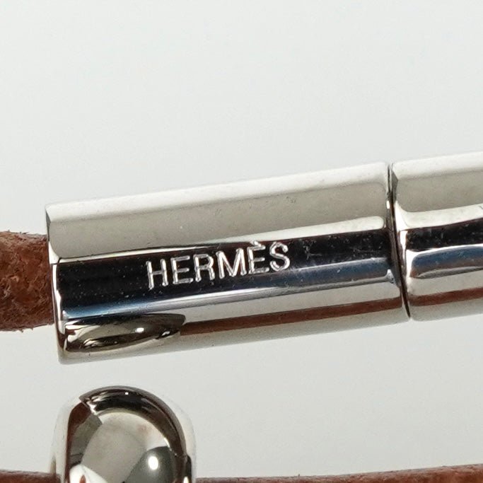 エルメス トグル レザー ブレスレット チョーカー シルバー / ブラウン - NEWSED