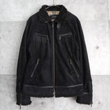 バーバリー ロンドン ボア レザー スエード調 ジッパー ムートンジャケット ノバチェック裏地 ブラック - NEWSED