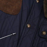 ポロ ラルフローレン スエード切り替え コーデュロイ襟 キルティングジャケット ネイビー - NEWSED