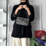 ボッテガ ヴェネタ イントレチャート レザー がま口 ハンドバッグ グレー - NEWSED