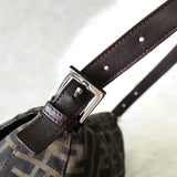 フェンディ マンマバケット ズッカ キャンバス / レザー ワンショルダーバッグ ブラウン - NEWSED