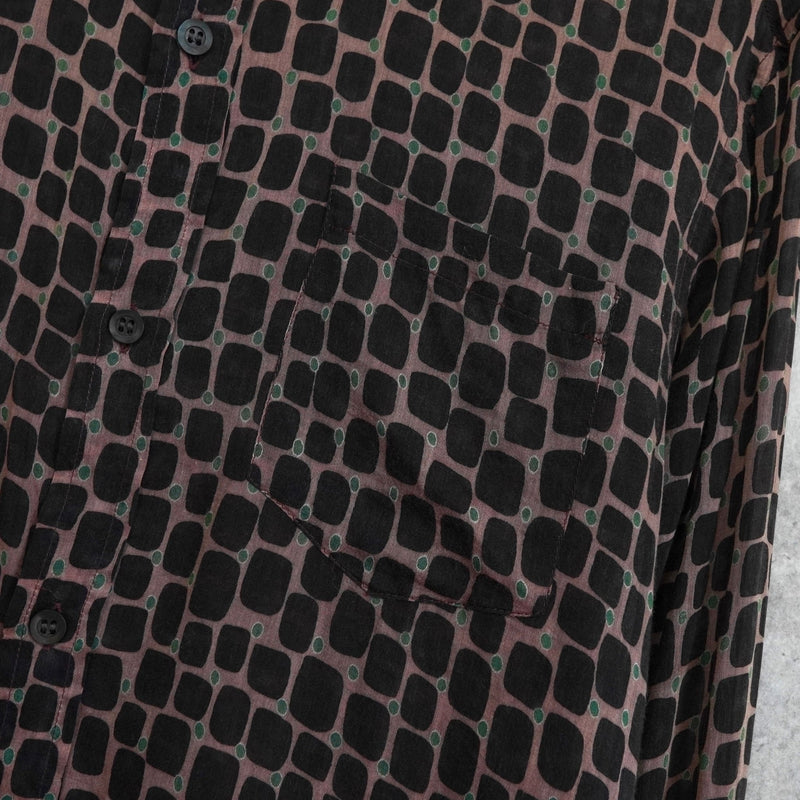 ドリス ヴァンノッテン シルク 総柄 長袖シャツ ブラウン - NEWSED